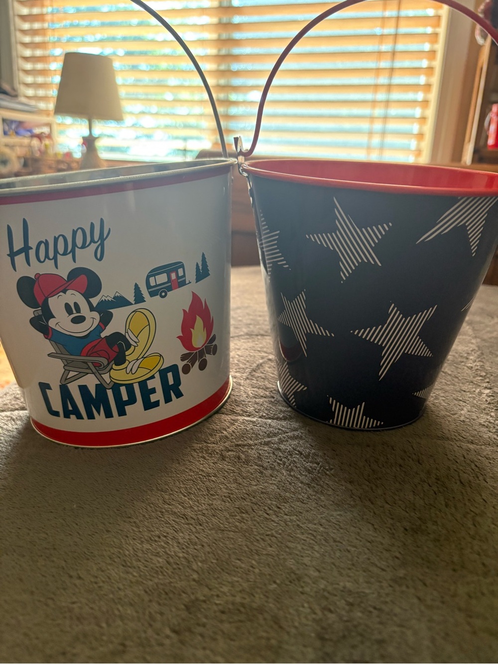 Disney Mickey Camper  Bucket and red and white blue bucket.